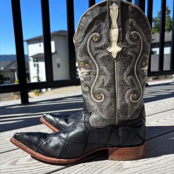 El General 1901 Western Cowboy Outdoor Rodeo Boots Black Leather Men's Size 7 - Picture 4 of 11